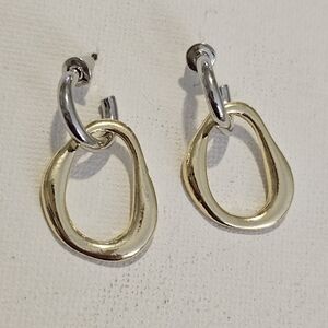 Two Tone Gold And Silver Earrings
